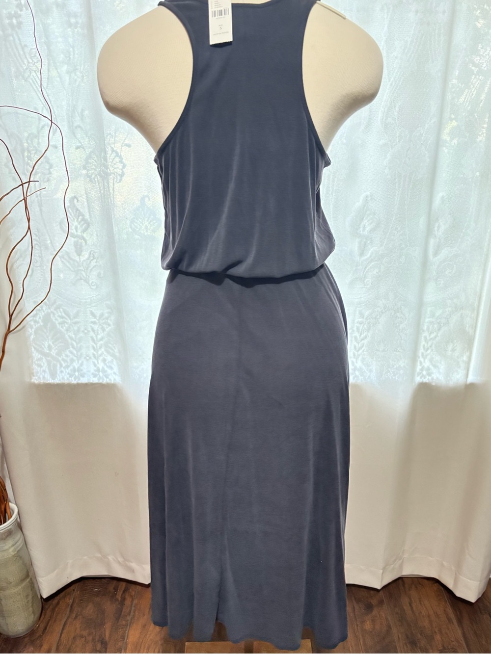 Anthropologie Sleeveless Ruched Tank Dress - Charcoal Gray Modal size S - Picture 6 of 13